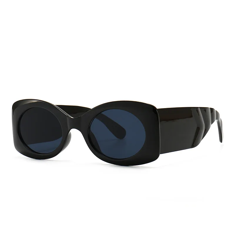 

Famous Brand Designer Glasses 80s Retro Oval Round Big Thick Temple Sun Glasses lentes de sol Women UV400 Shades Sunglasses