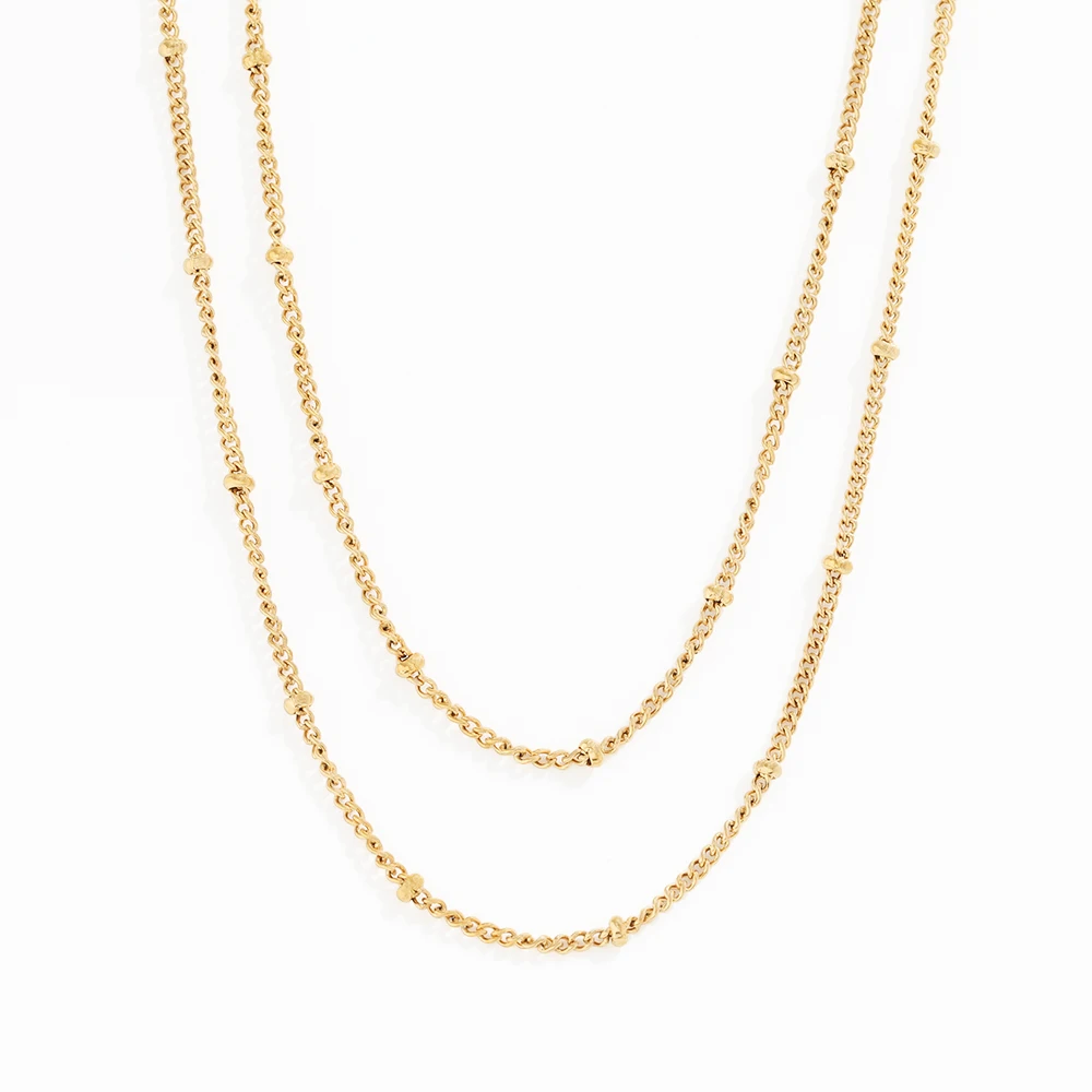 

Simple 18K Gold Plated Dainty Bead Layer Stainless Steel Necklace Tarnish free & Waterproof Dainty Necklace