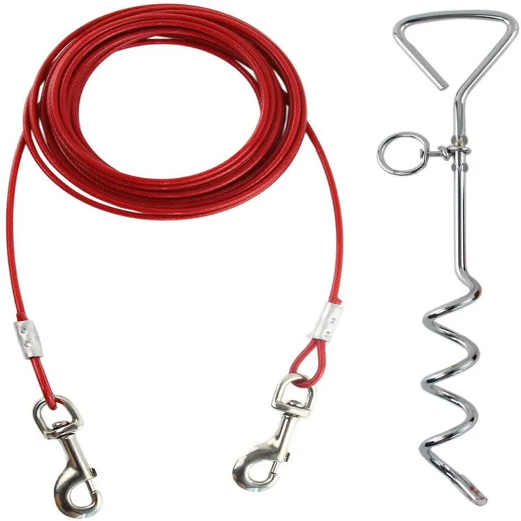 

15ft/20ft/25ft/30ft Heavy Duty Dog Tie Out Cable and Stake for Dogs Up To 120 lbs, Red,clear,black,green,yellow,bule etc