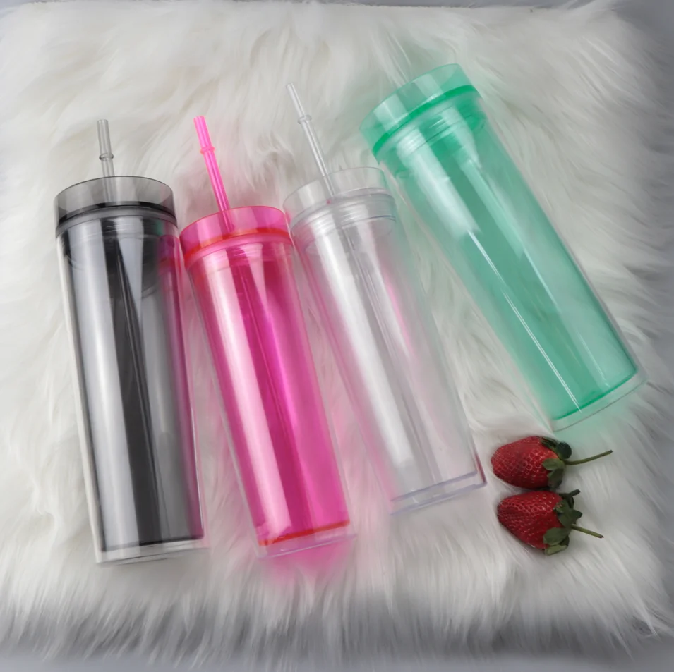 

Reusable 16oz 22oz Clear acrylic tumblers with lids and straws double wall acrylic tumbler plastic cup skinny acrylic tumbler
