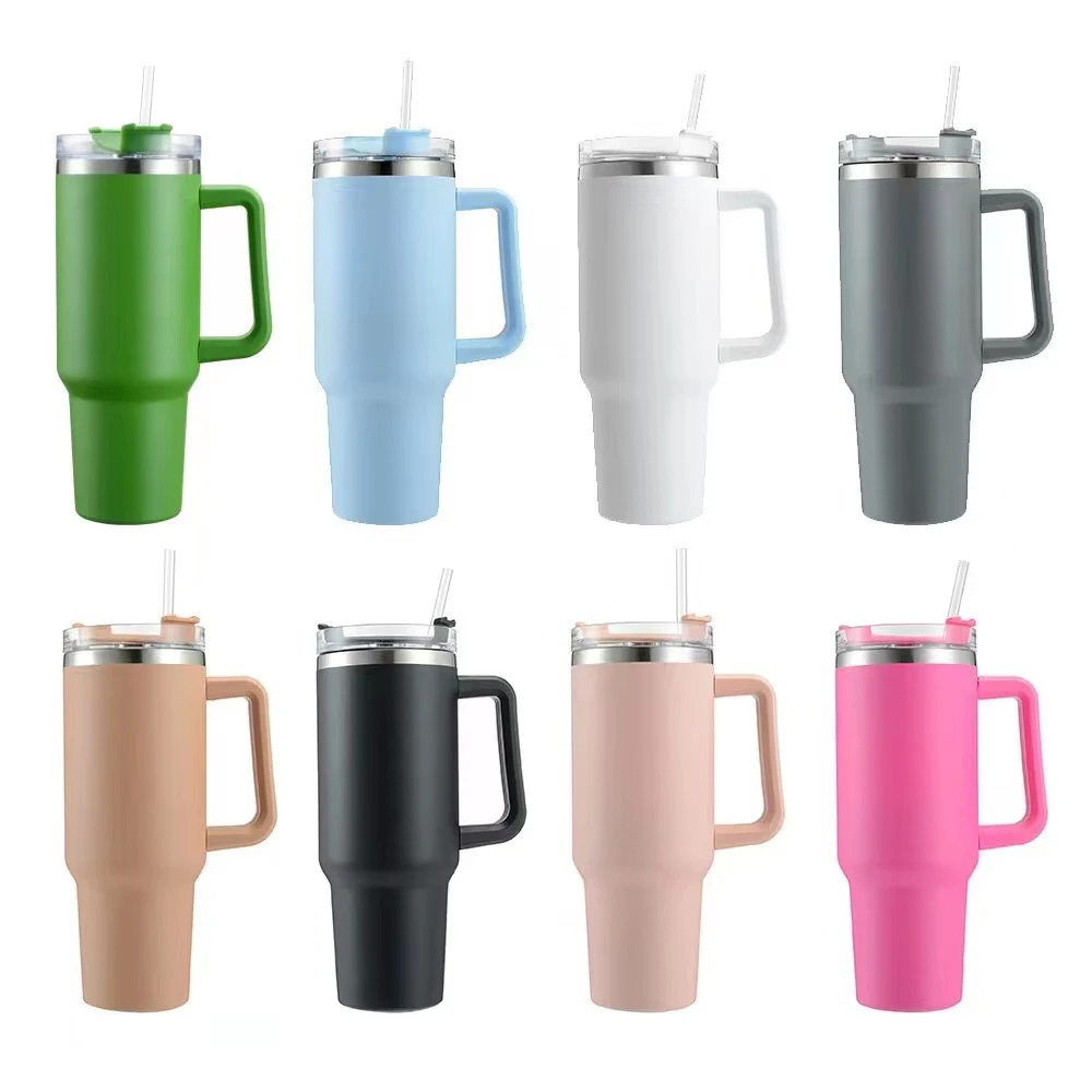 

W141 Custom LOGO Stainless Steel Sublimation Tumbler Car Travel Coffee Mug Vacuum 40 Oz Tumbler With Handle And Straw