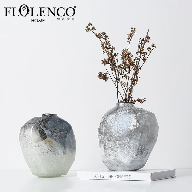 

2021 new arrival irregular shape abstract silver/black glass & crystal vases for home decor living room, Brown