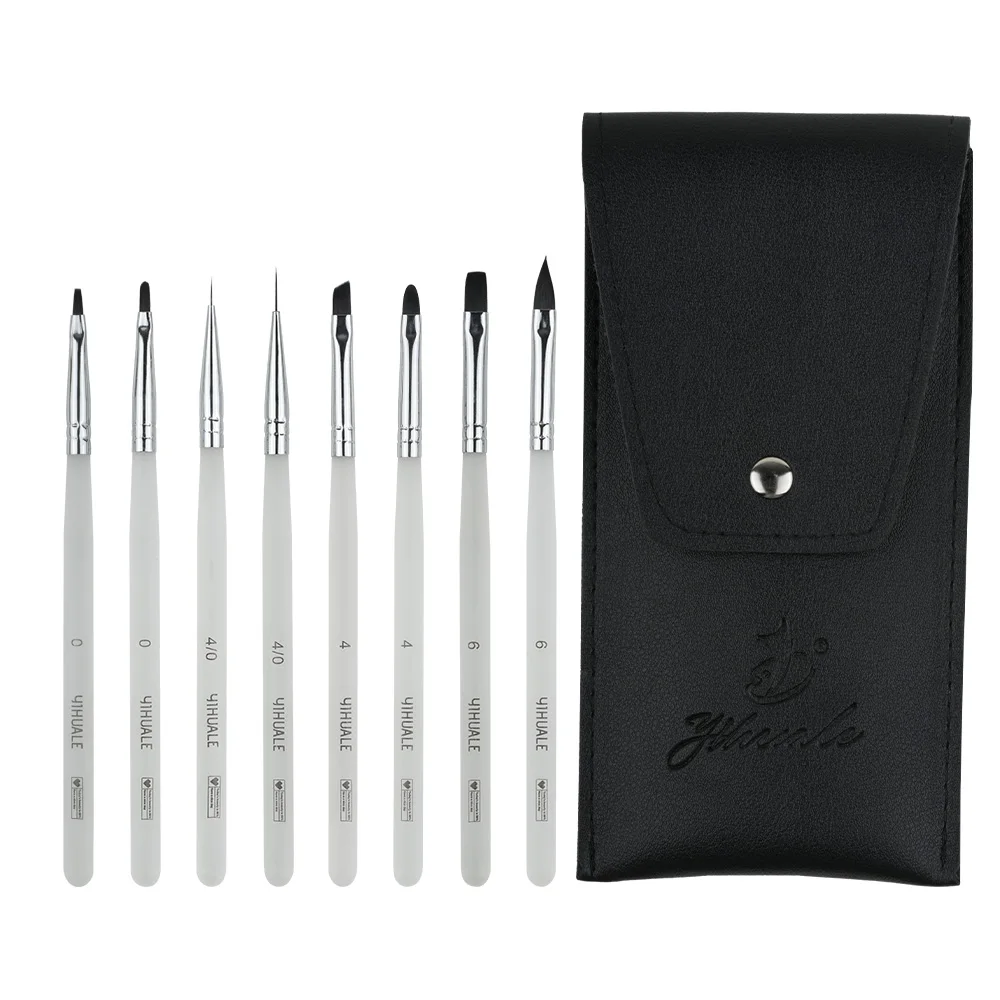 

8pcs acrylic handle nail art brush set with PU bag