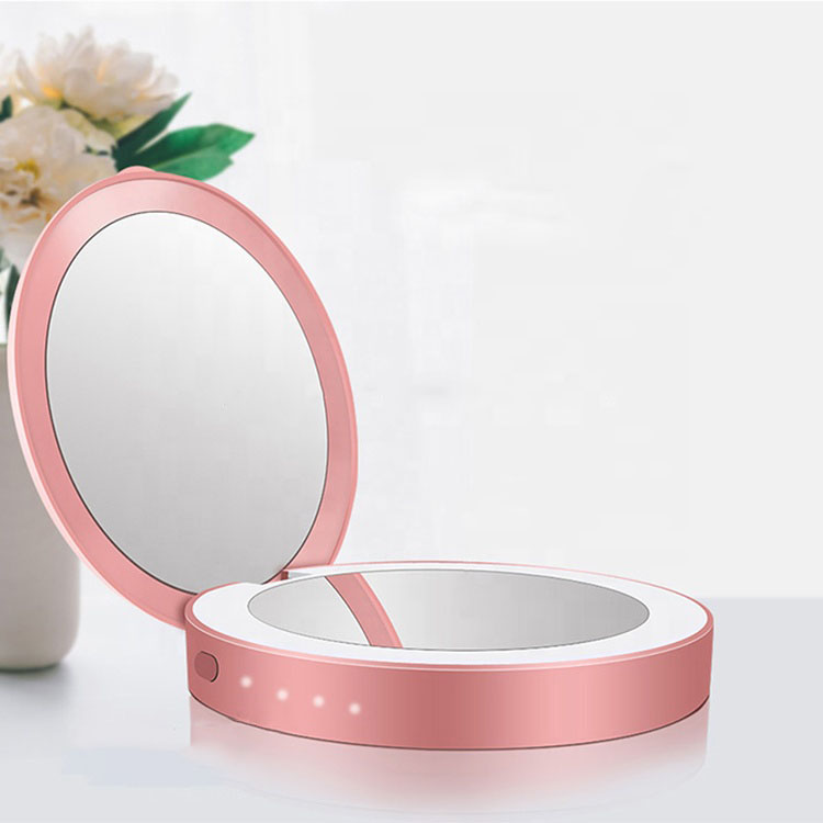 

Top Sales Travel Led Makeup Mirror With Mobile Phone Power Bank, White/pink/red/customized