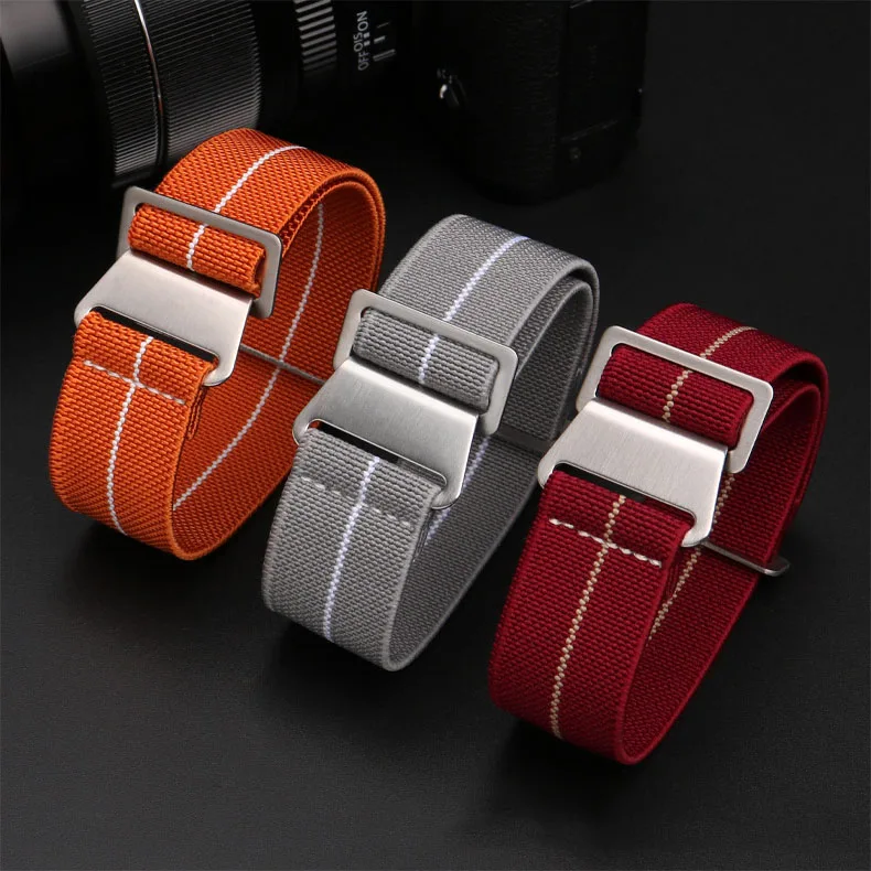 

Yunse 2022 Premium Elastic Material Watch Nylon Watch Strap Stretch French Troop Parachute Belt 20 22mm With Hook Buckles