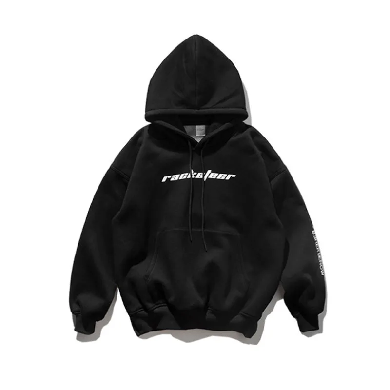 Hot sale New men's sweater fake two pieces of hip hop fashion brand cowboy stitching hooded pullover couple jacket.