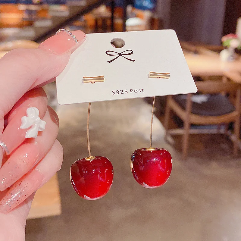 

Fashionable Atmosphere Cherry Earrings Personality Acrylic Earrings Charms Women Exquisite Fruit Earrings