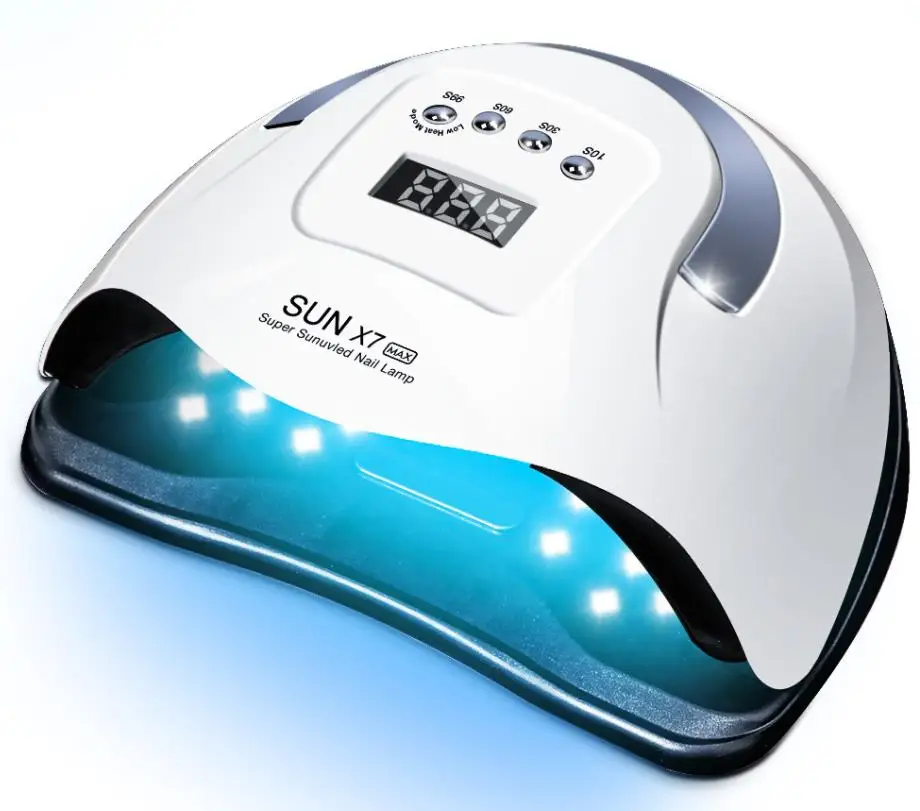 

2021 NEW arrive 180W SUN X7 MAX UV LED Lamp for Manicure Nail Lamps dryer With Sensor LCD Display, White pink