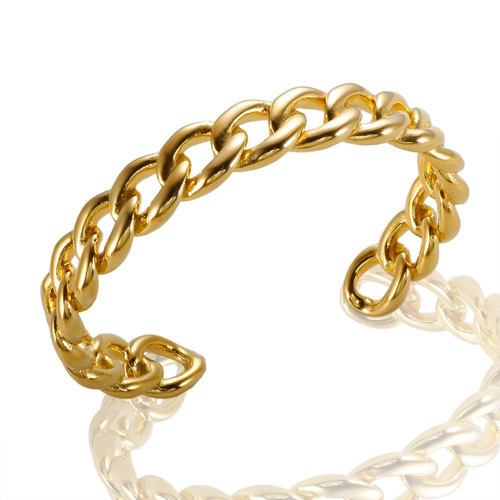 

Ins Hot Sell Popular Jewelry Stainless Steel 18K Gold Plated Hollow Twisted Chain Shaped Bangle Bracelet For Women Party