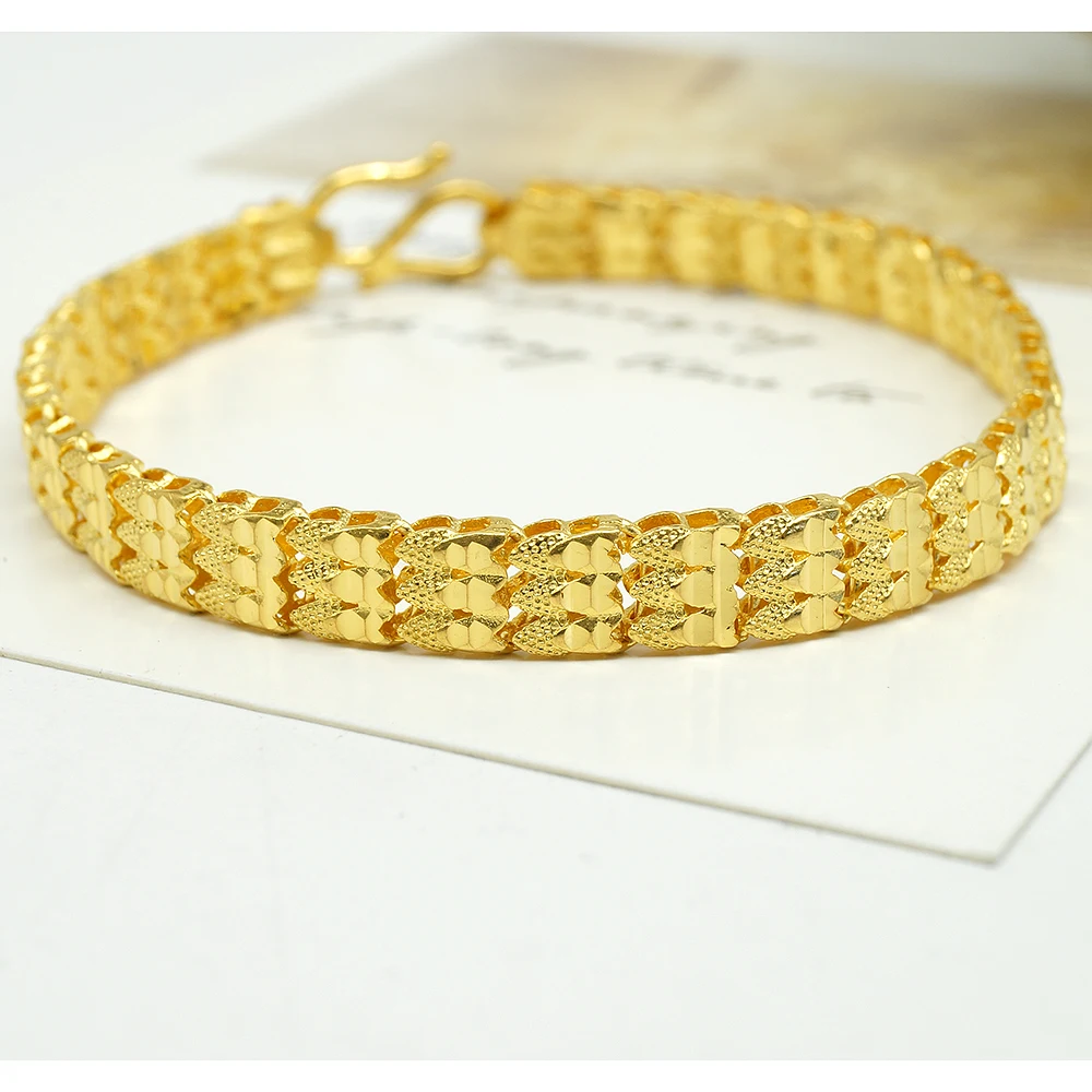 

Real 24K Big Gold Bangle Bracelet Jewelry Saudi Gold Jewelry Bracelet for Men Women