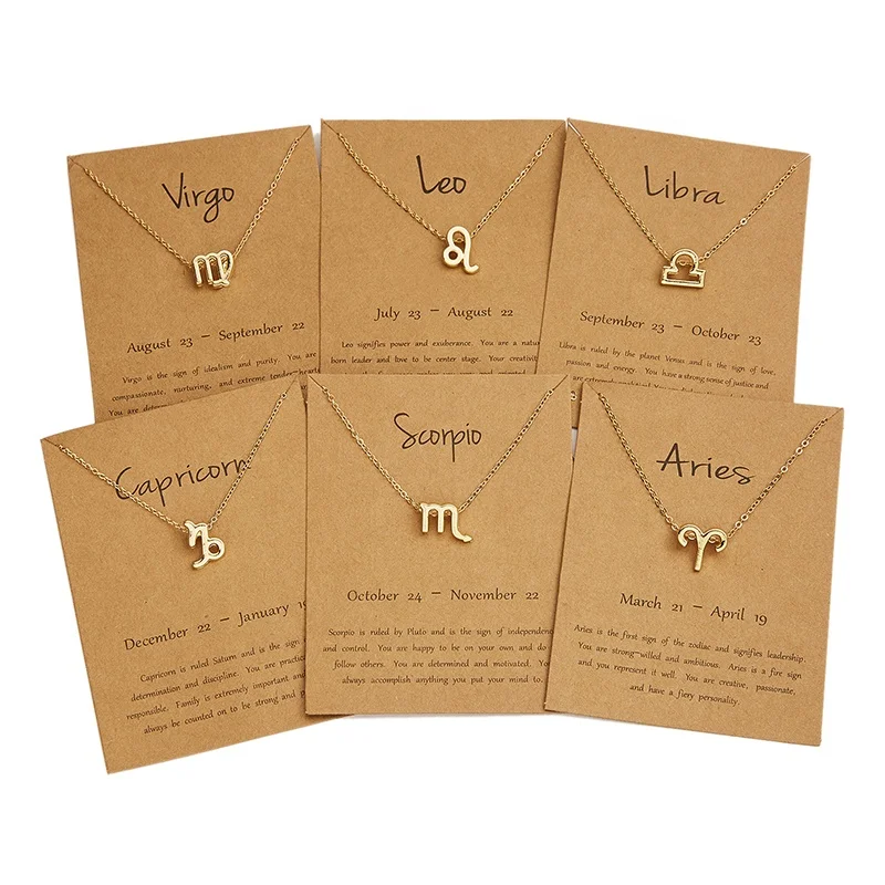 

ADELANTE New Design Trendy 12 Zodiac Sign Necklace Pendant Zodiac Necklace Jewelry