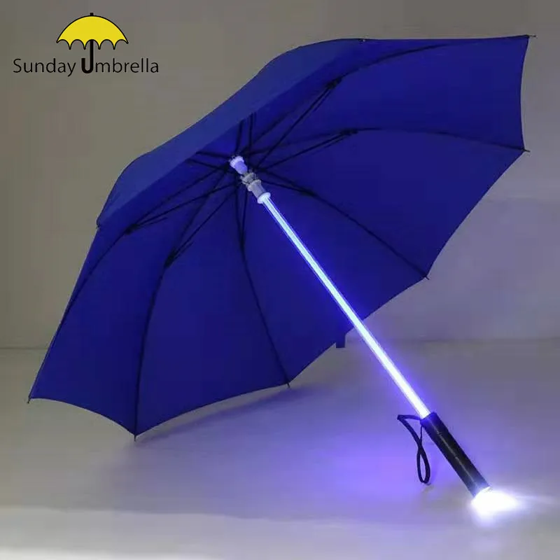 

SUNDAYLED Laser Sword Light up Flashing Golf Umbrellas with 7 Color Changing Shaft, As shown/customized