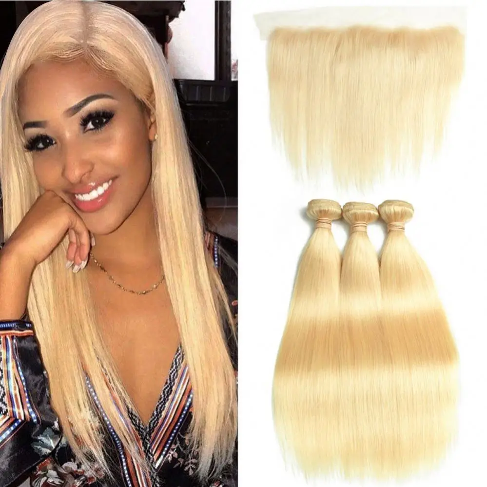 

New Arrival 613 Honey Blonde Hair Silk Base Frontal Wig, Natural hair color