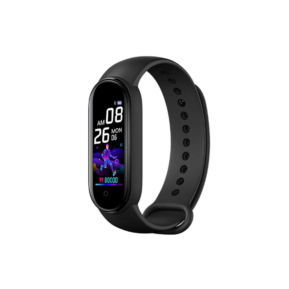 

2021 Newest Wristband Sleep Tracking Phone App Control Message Remind M5 Smart Watch, Black blue pink