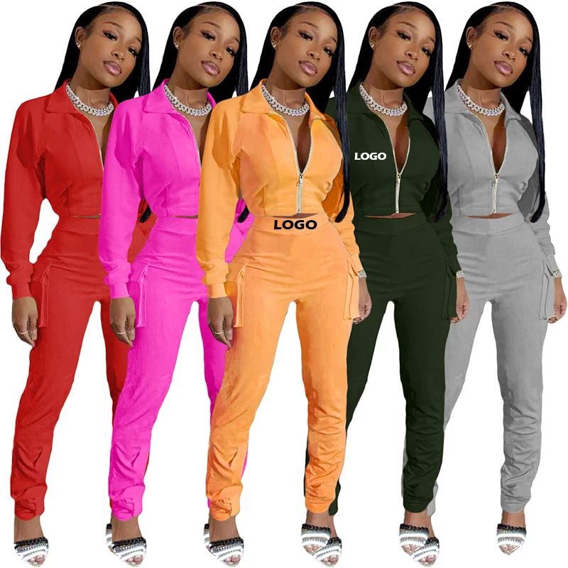 

Jacket and Joggers Pants Sweat Track Suit / Plain Sweat Suits Women Jogger Sweatpants Cheap Women Hoody Sports Suit, Color avaliable