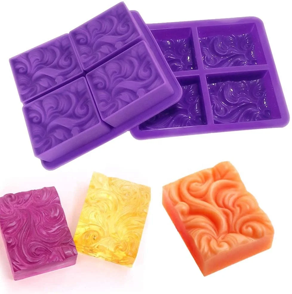 

Amazon Hot Sale 4 Cavity Round Shape Soap Silicone Mold For Soap Making