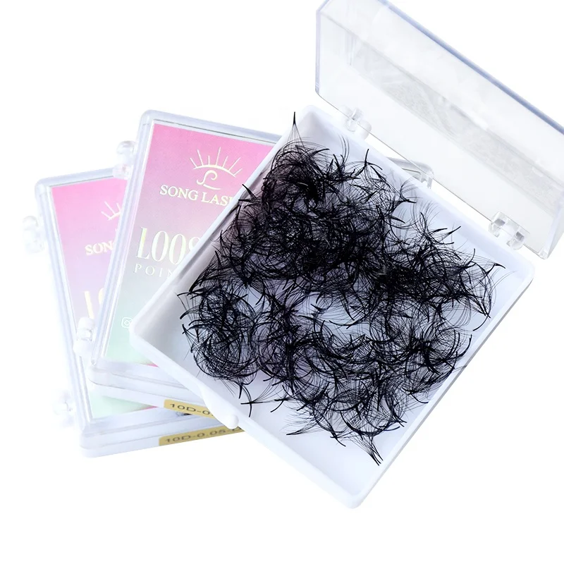 

Song Lashes New Technique Loose Fans Pointy Base 6D7D8D10D Bulk Synthetic Premade Fans Eyelashes Extensions, Black