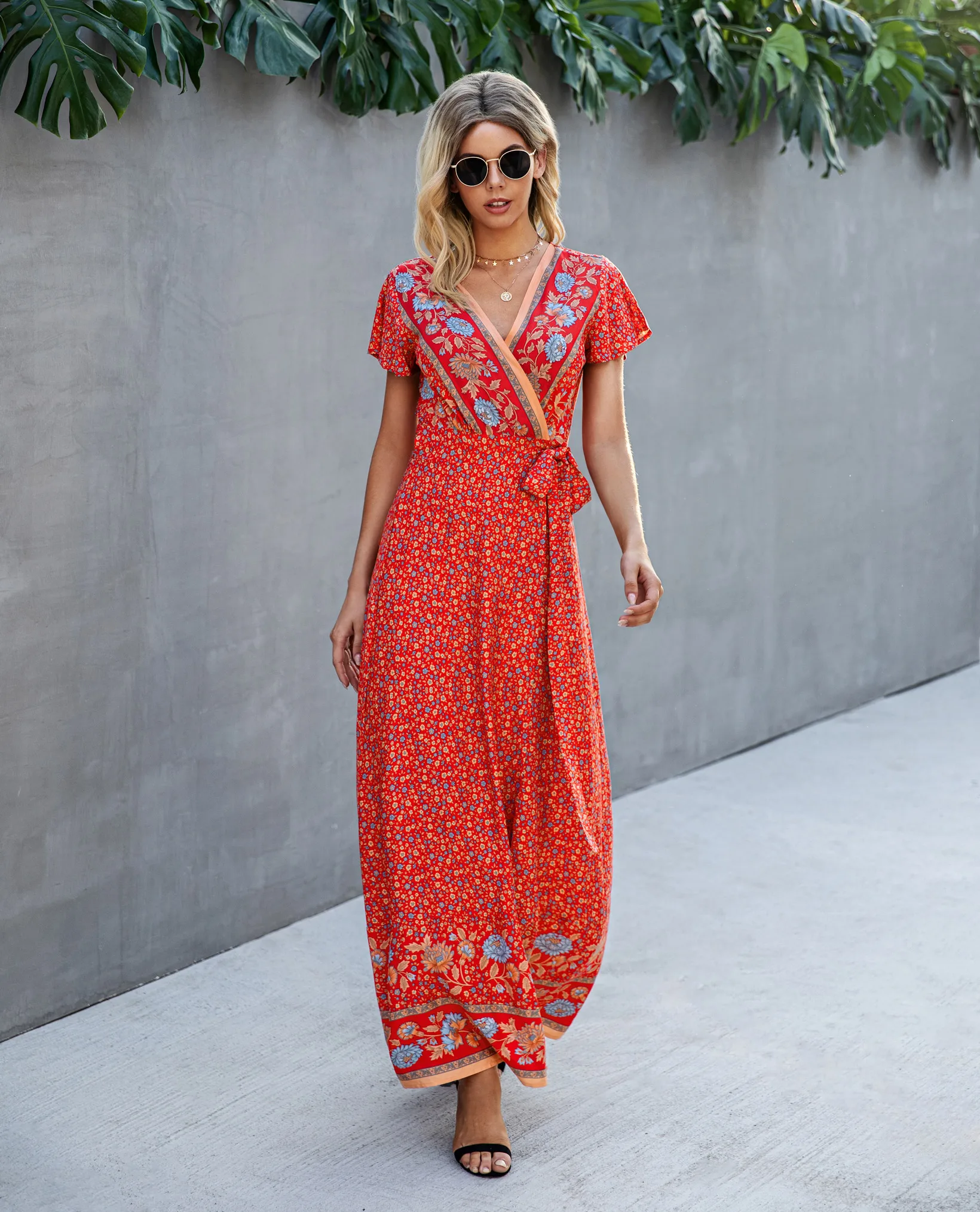 

2021 Designer Summer Fashion Ladies Maxi Long Dress Women Elegant Vestidos Occasion Casual Dresses, Picture color