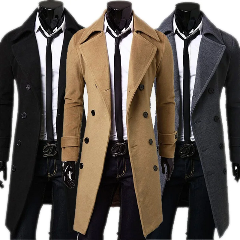 

Wholesale mens long coats winter woolen Big/Tall double side cashmere slim fit overcoat cashmere long coats for men winter, Picture color