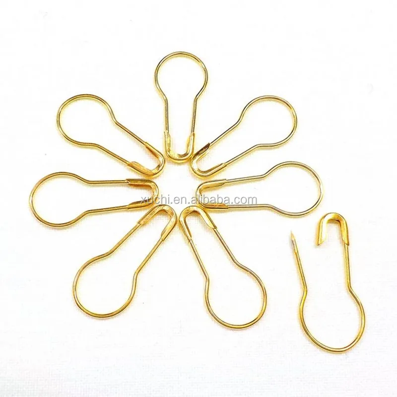 

Metal Pear Shaped Safety Pins Calabash PinsStitch safety pins in bulk, Golden,black,silvery,white...other colour s