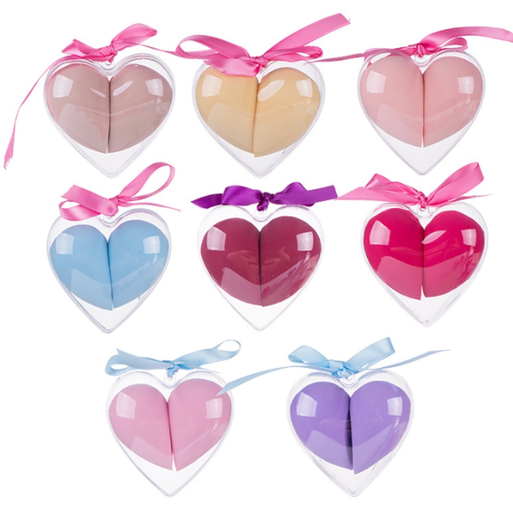 

2pcs/set Make up Sponge Heart Shape Box Custom Latex Free Super Soft Cosmetic Powder Puff Blending Beauty Makeup Sponge Blender, As picture