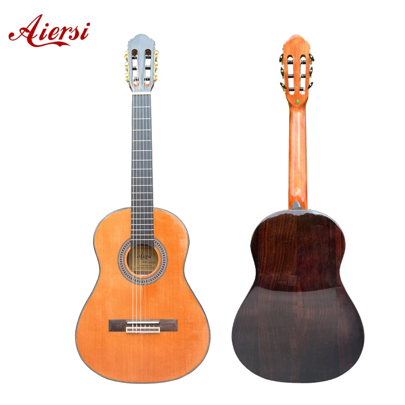 Aiersi Spanish Style 36 Inch Classical Guitar Cedar Top Gloss Rosewood Body Handmade Guitar 3/4 Size Direct Sale Custom Label