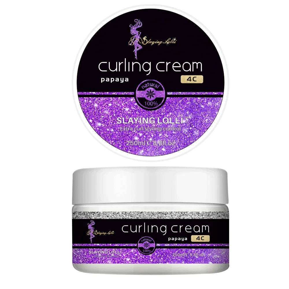 

Slaying Lolli Private Label No Alcohol Vegan Curl Defining Cream For Kinky Coily Hair