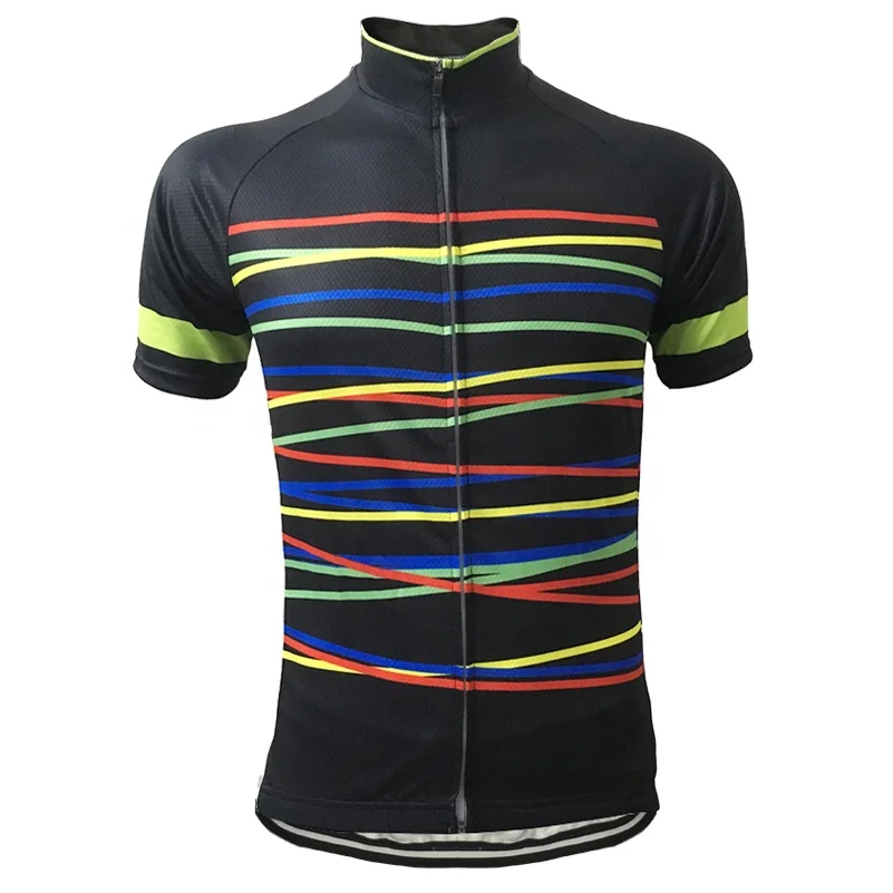 

HIRBGOD HI474 Popular Cycle Jersey Men Cycling Jersey Short Sleeve Bike Jersey Color Stripes Cycling Wear