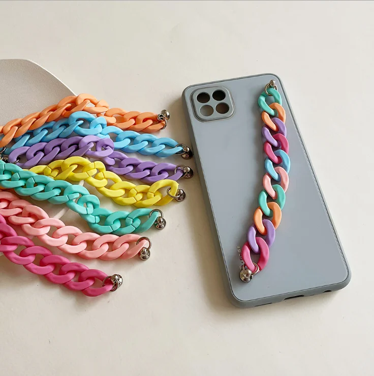 

wholesale 2021 New colorful Acrylic link phone chain neon plastic Phone Chain CellPhone Strap chain for phone