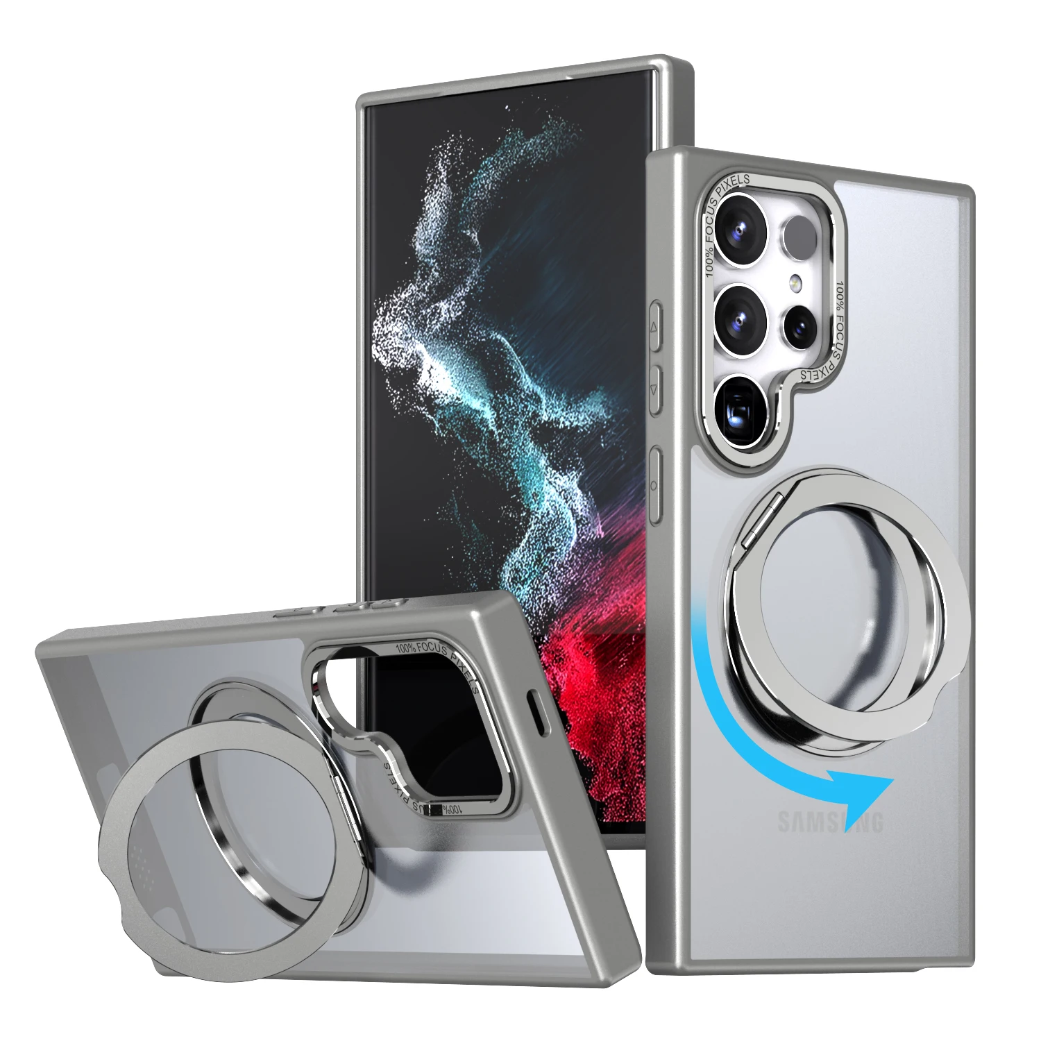 

Magnetic Alloy Metal Rotating Bracket Shockproof Case For Samsung Galaxy S24 Plus Ultra Magsafe Back Cover