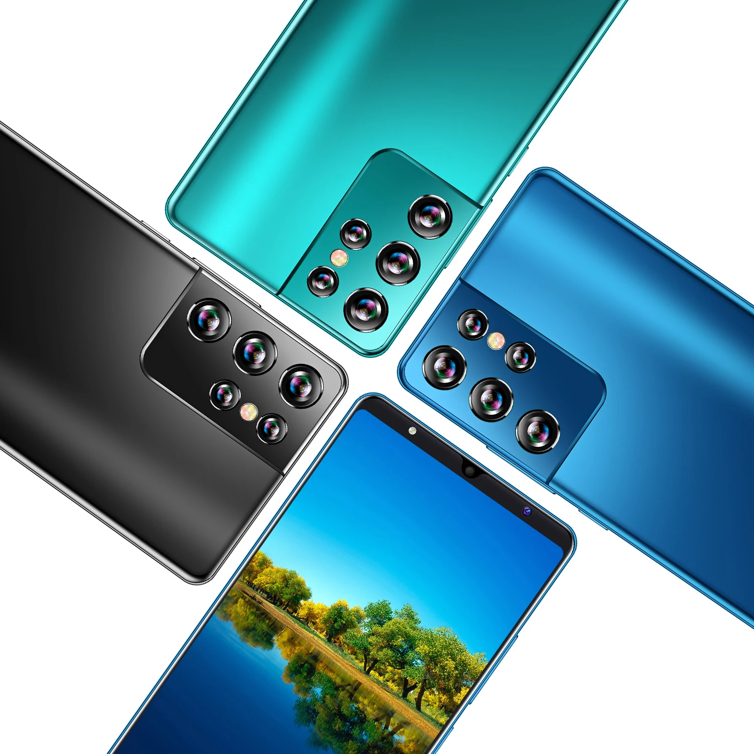 

New arrival Android Smartphones 12GB+512GB 4G 5G Cellphones 5000mAh ultrathin Mobile Phones, Black blue green