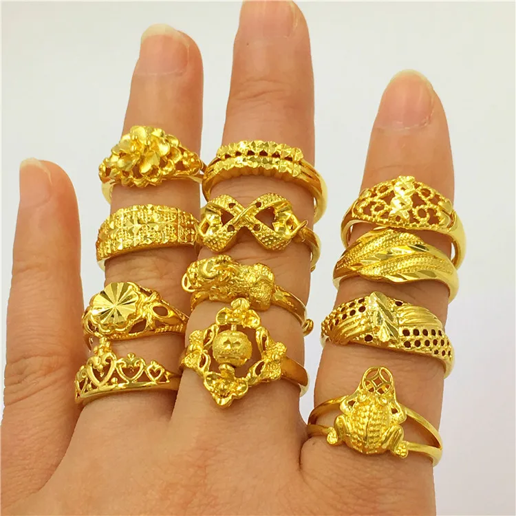 

Simple Designs Jewellery Men Rings For Men Gold Rings Jewelry Women 24K Saudi Arabia Adjustment Wedding Ring