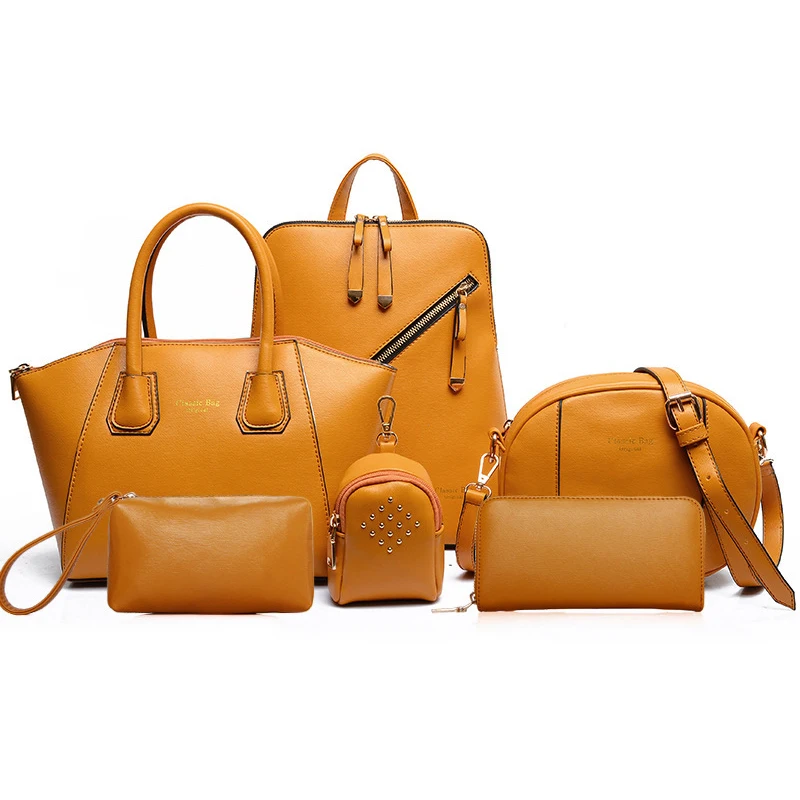 

2021 Fashion Ladies bags handbag set backpack women for hand bag sets 6 piece, 6 colors or accept customized