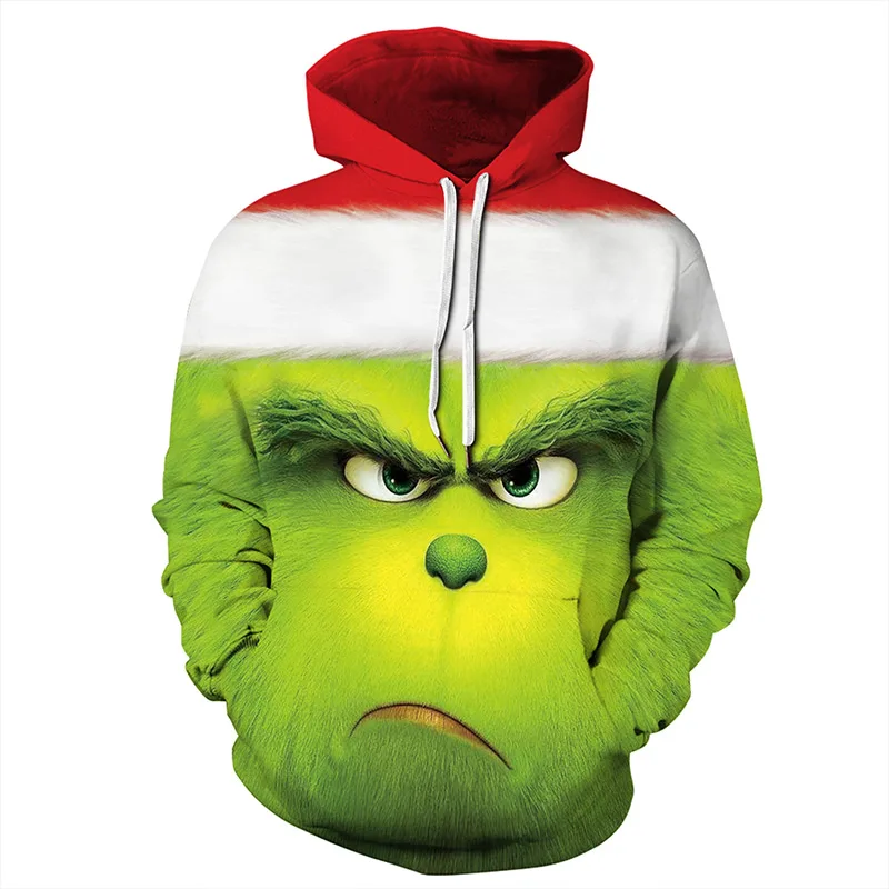 

Green cartoon design 3D polyester sublimation hoodie