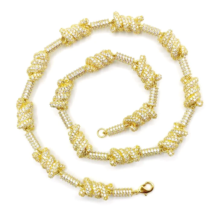 

Hot Style Personality Twisted Wire Iced Out Zircon Cuban Chain Jewelry Couple Necklace Chain and Bracelet, Silver/gold