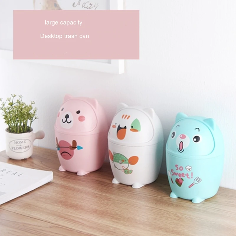 

Hot Sale Eco-friendly Creative Trash Bin Plastic Dustbin Plastic Dustbin Desk Trash Bin Mini Trash Can For Office, Blue, pink