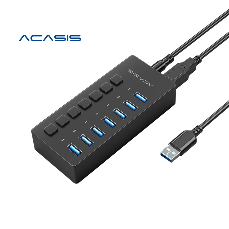 

ACASIS USB Hub 3.0 Splitter,7 Port USB Data Hub with Individual On/Off Switches and Lights for Laptop, PC, Computer, Mobile HDD