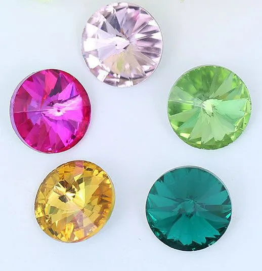 Lucky Factory Top Quality Point Back Crystal Round  Rivoli 6mm-30mm Fancy Strass Cristal  Super Shine Quality Button for Jewel