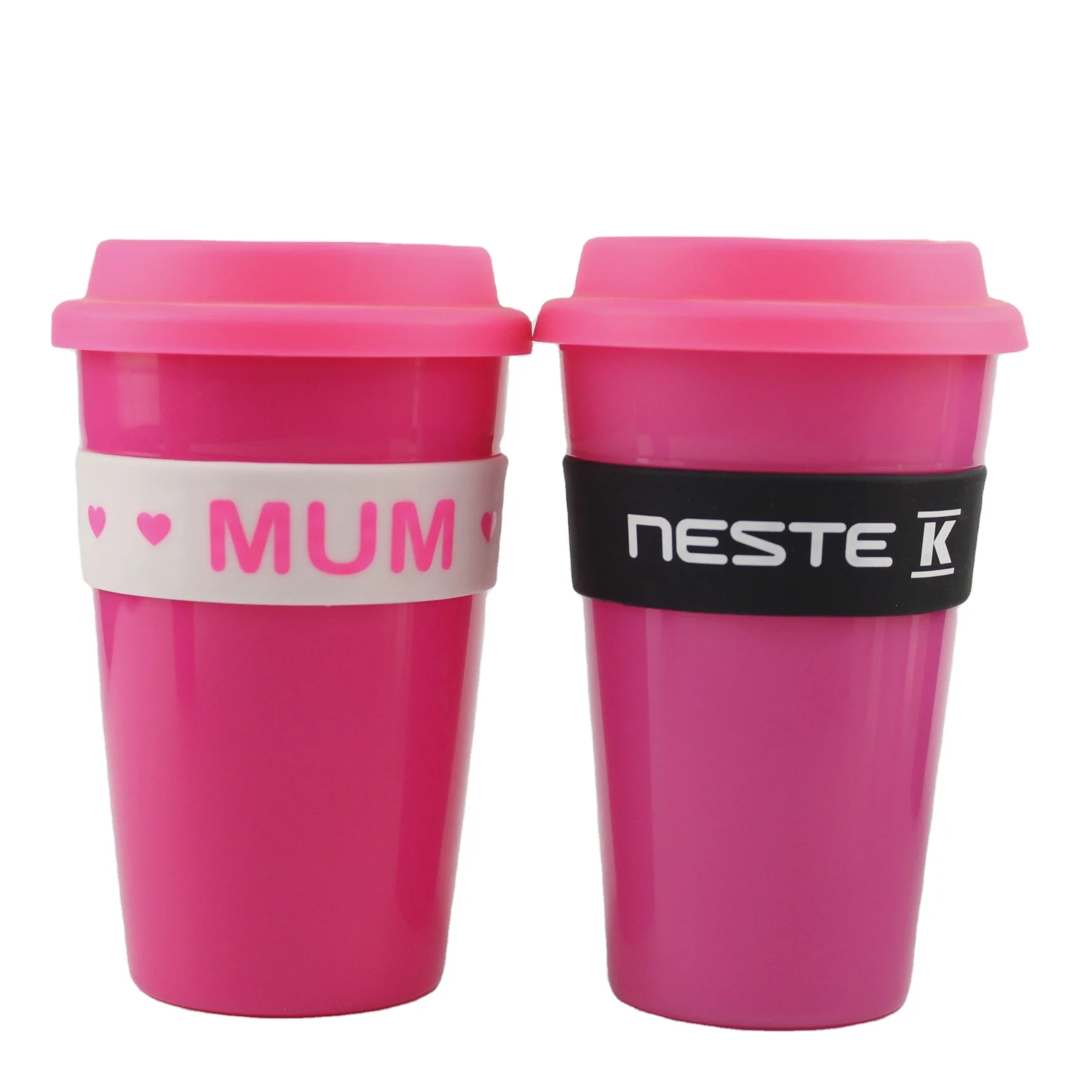 

Eco Reusable Travel Coffee Cups With Lids Plastic Take Away Coffee Mug