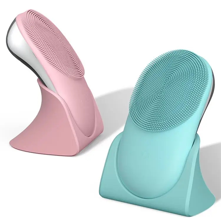 

High Quality Everyone Likes Boutique Facial Silica Gel Electric Home Use Face Cleansing Brush Instrument, Pink green