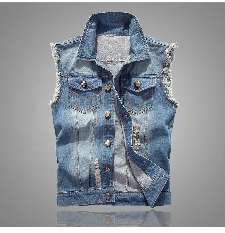 

Male Summer Denim Vest Jacket 2020 Spring Autumn Denim Vest Men's Sleeveless Slim, Black/light blue/dark blue