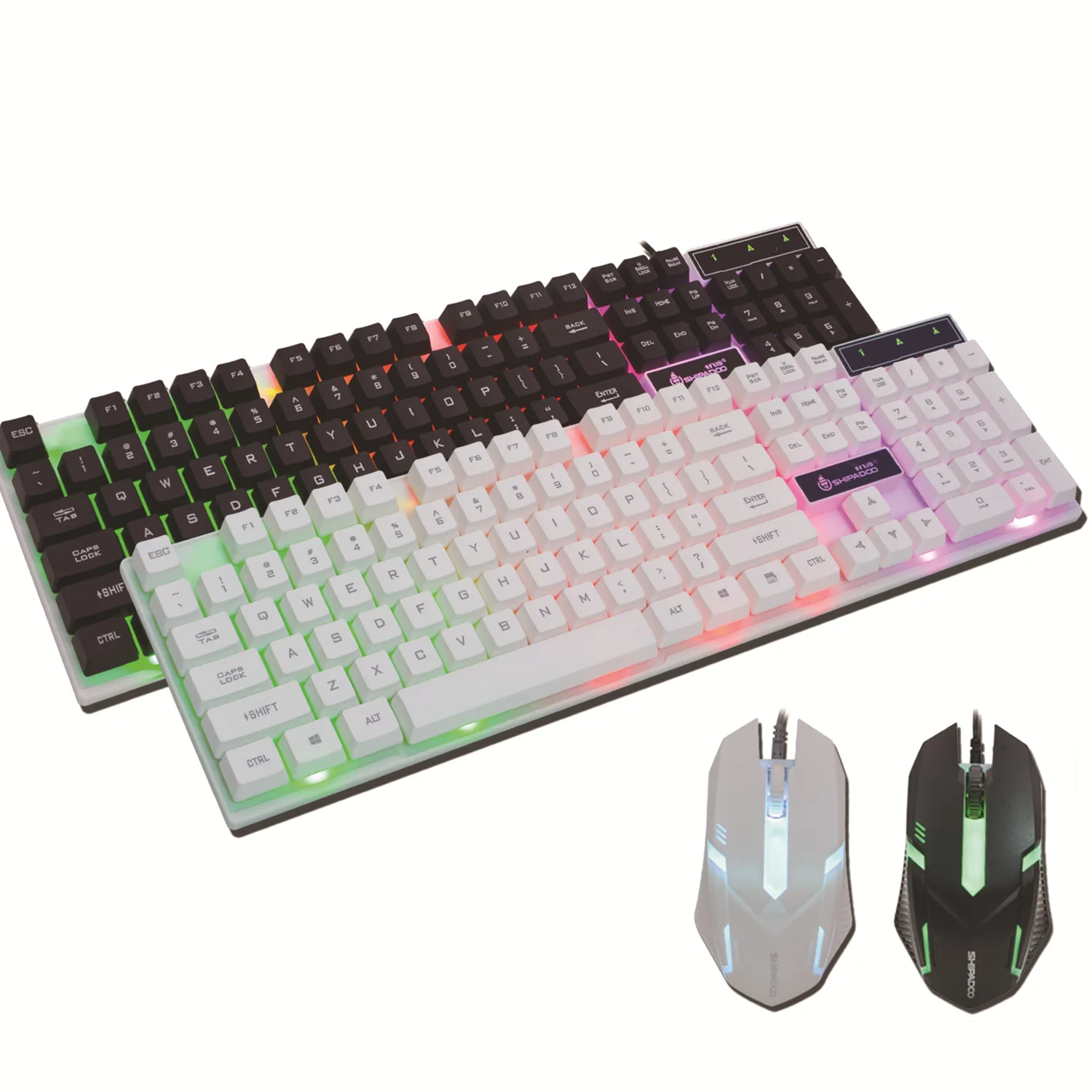 

RGB Backlight Wired Keyboard Mouse Combo Gaming Keyboard and Mouse Set with 104 Keys Keyboard Sensitive Breathing Mouse White
