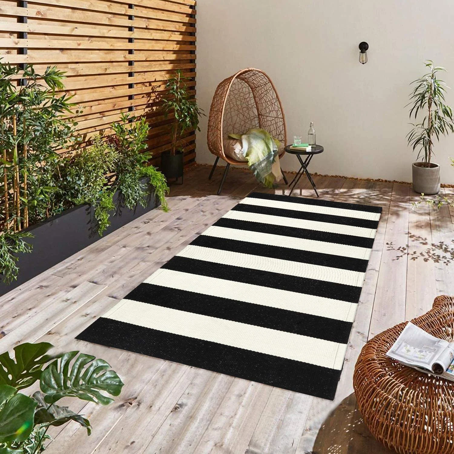 

Cotton Buffalo Plaid Door Rug Carpet Black and White Stripped Mat Buffalo Check Rug for Outdoor Indoor Door