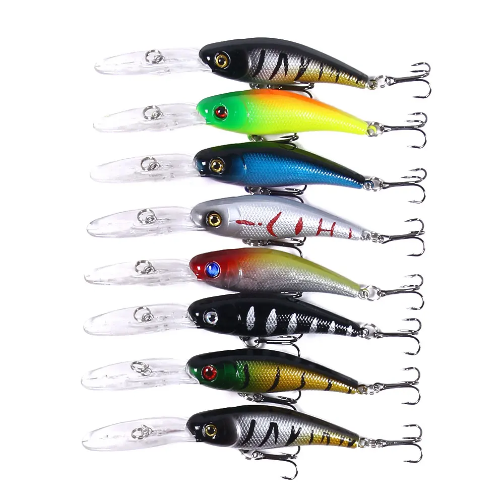 Mixed 43pcs Minnow Wobblers Fishing Baits Hard Bait Tackle Fly Fishing Lure Set