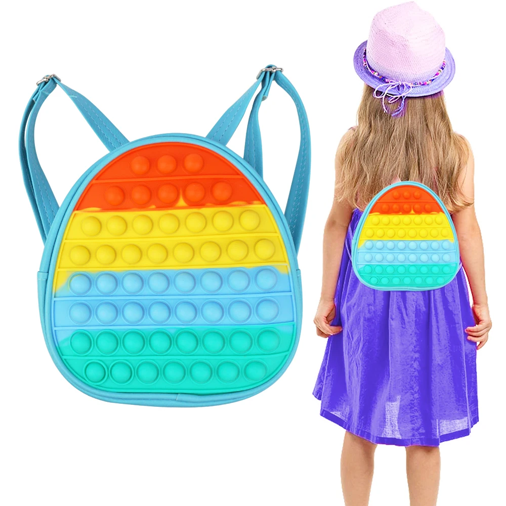 

Hot Sale Push Pop Mini Backpack Stress Relieve Fidget Shoulder Bag for Kids, Blue, pink