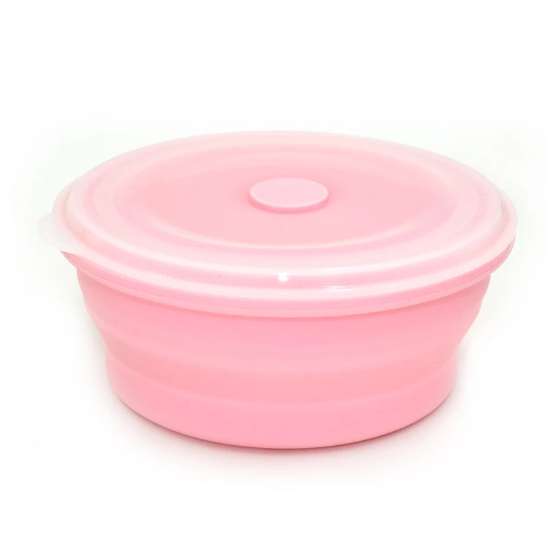 

Food Storage Bowls Lunch Box Silicone Collapsible Bowl with Lids for Outdoor Travel