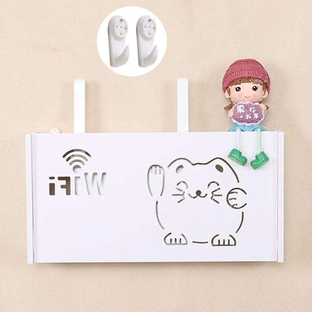 

Wifi Router Storage Boxes Cable Power Plug Wire Wall Mounted Floating Shelf