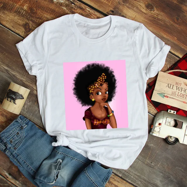 

European Loose Custom Unique Summer Shirt Africa Girl Printing, Customized