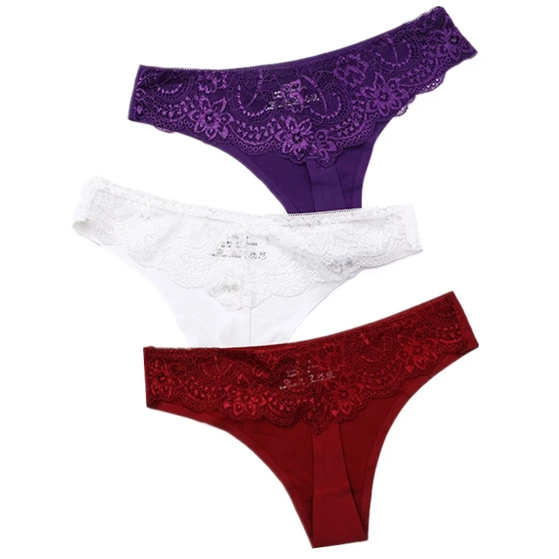

Plus Size Sexy Women G-string Thongs Lace Floral Sheer Low Waist Underwear Soft Lingerie Ice Silk Briefs Seamless Panties Soft