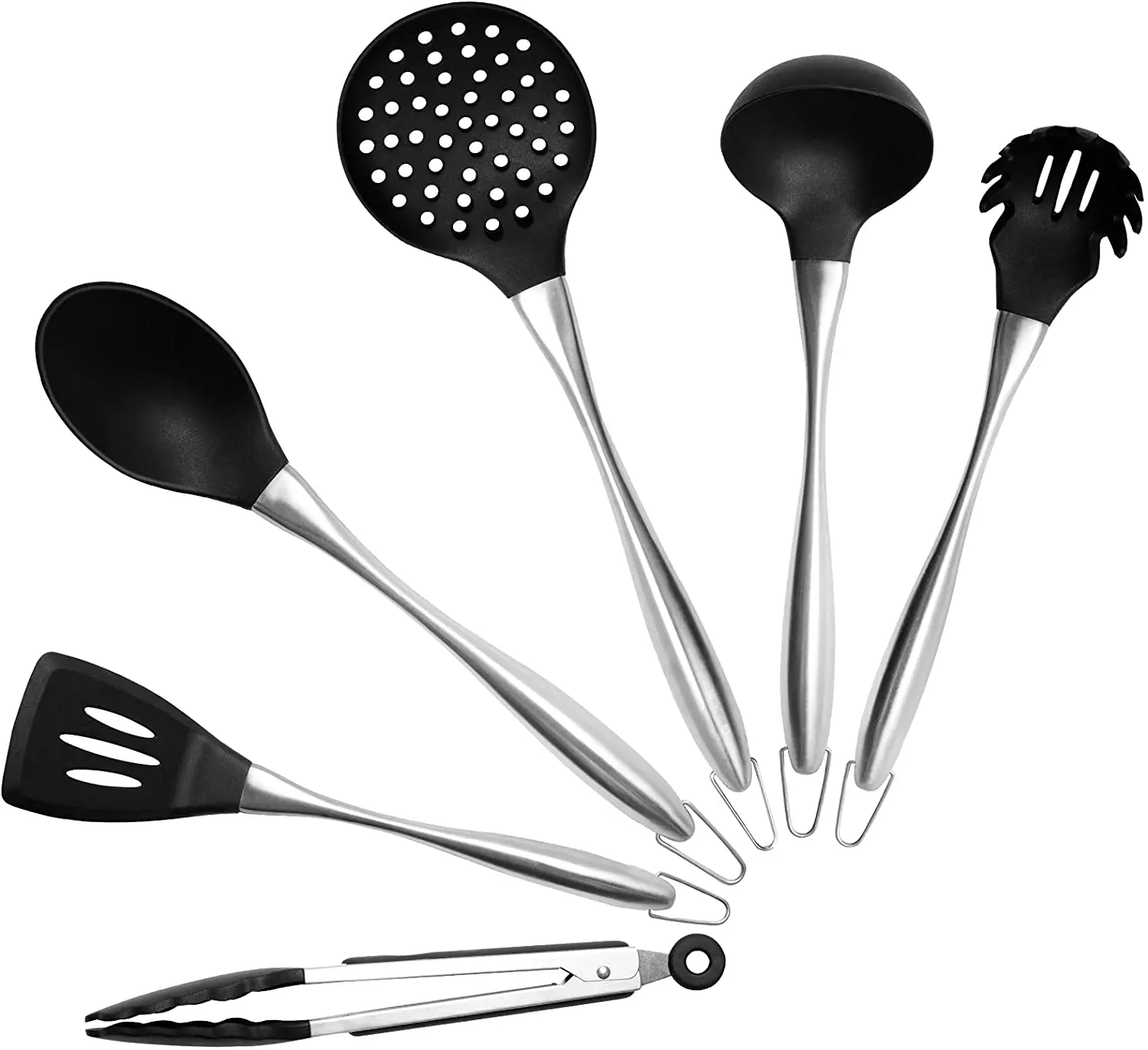 

Safety Grade for Cooking Utensils BPA Free Non-Stick Silicone Utensil Set Kitchen Utensil Set, Black